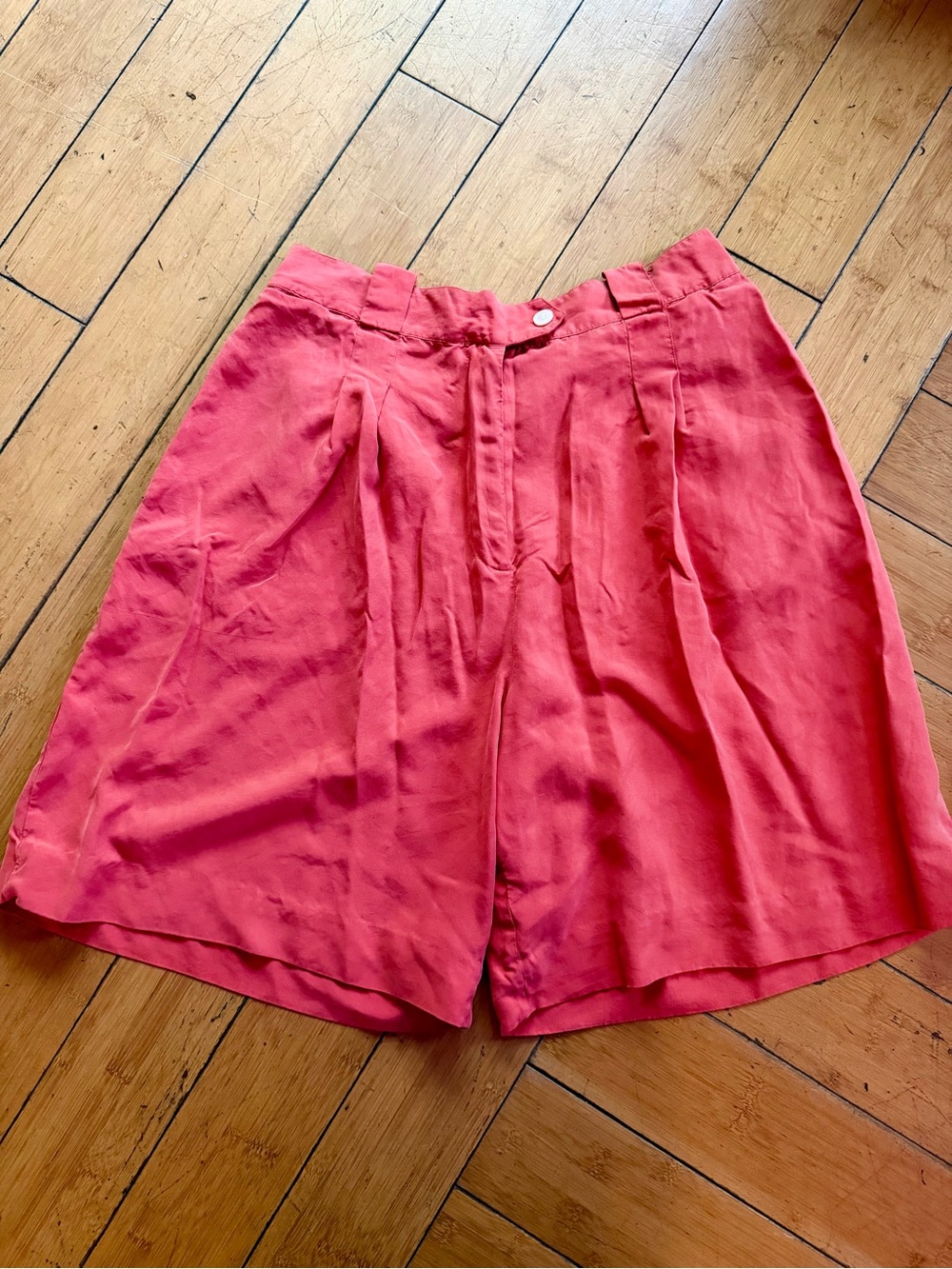 Talbots Silk Coral Pleated High-rise Bermuda Shorts
